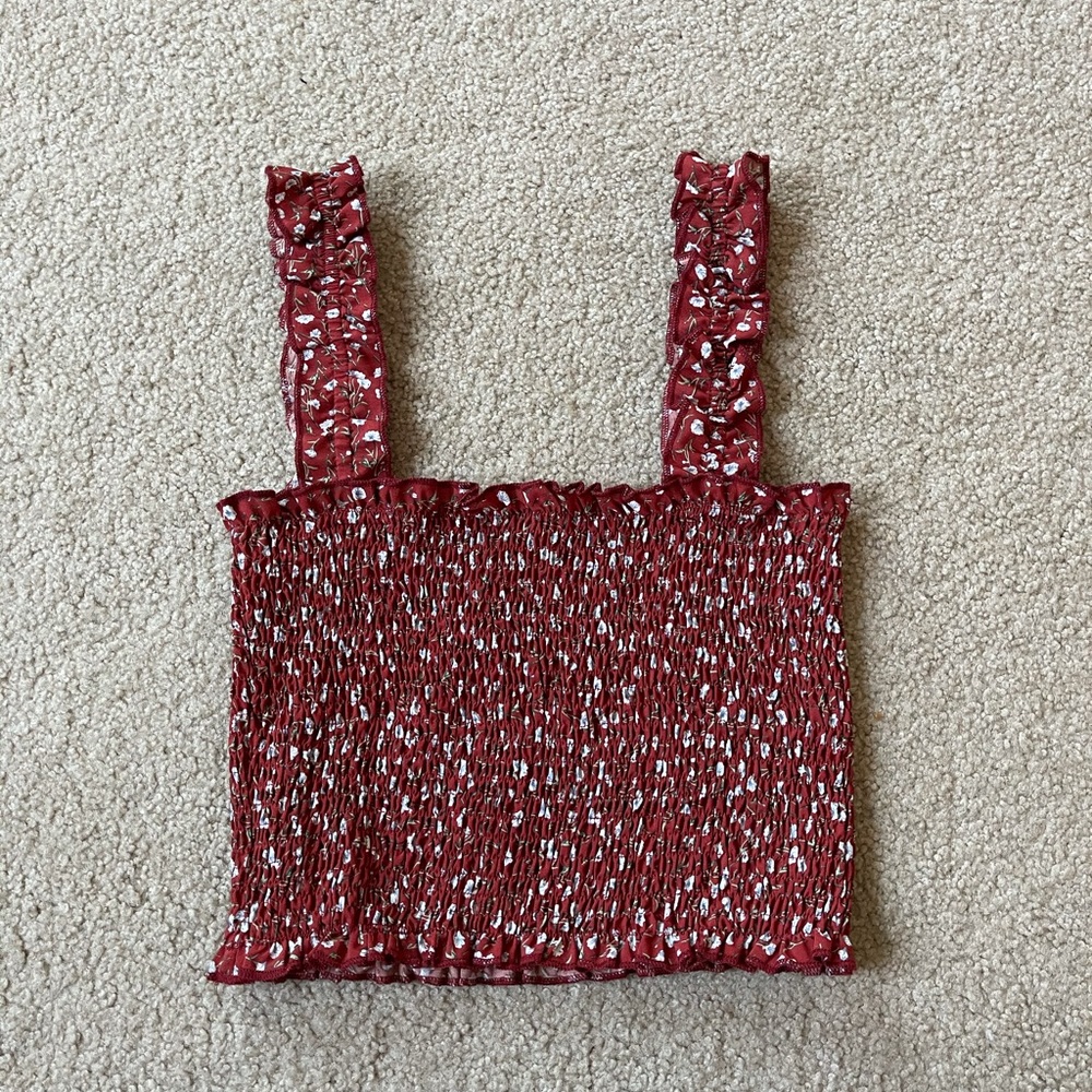 Floral red tank top